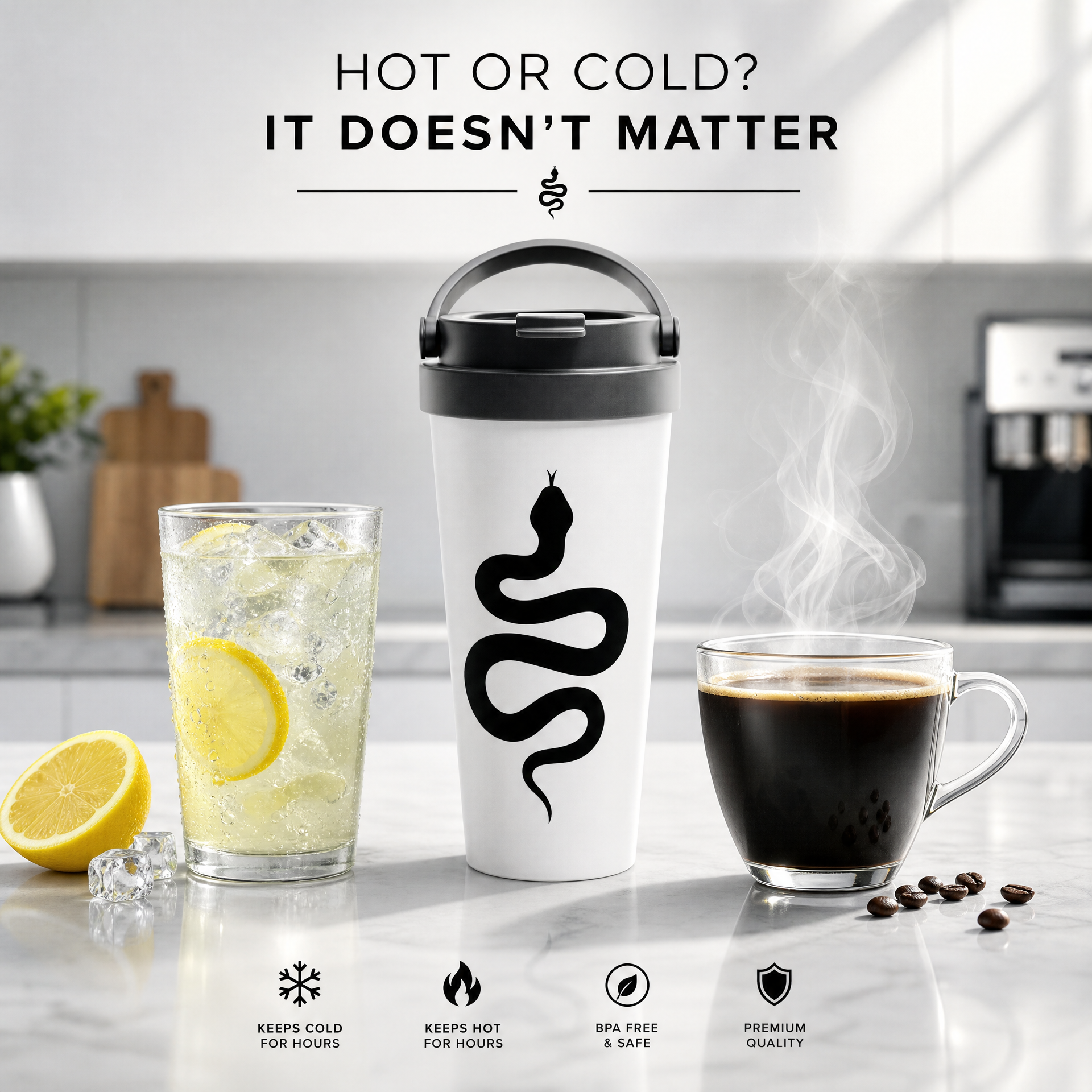 Premium stainless steel thermal mug for hot and cold drinks - 443ml (15 oz)